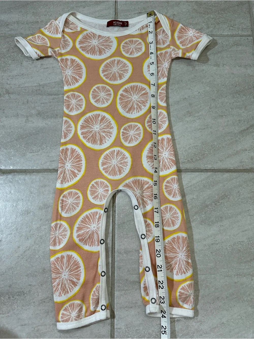 milkbarn Grapefruit Citrus Baby Organic Cotton Bodysuit Size 6-12 Mo